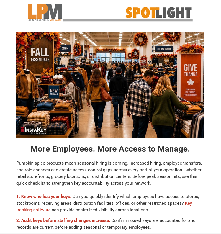 InstaKey's tweet photo. Is your #accesscontrol ready for peak hiring season?
Check today's email from @LPmag for our top 6 things to check or visit: https://t.co/Er3McIOoQB https://t.co/W26Mw9Jw3U