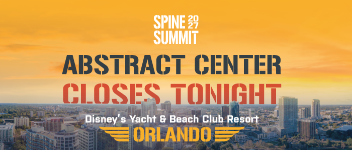 spinesection's tweet photo. Today is your last chance to submit an abstract for the 2027 #SpineSummit. Submit today before the Abstract Center closes tonight! https://t.co/374vwnwQZh https://t.co/xtgZMqYePq