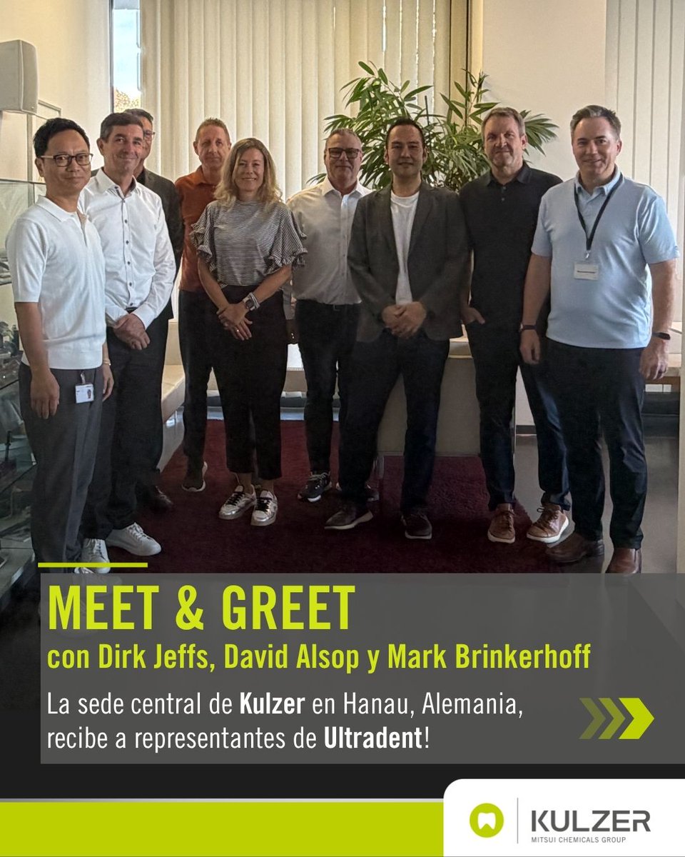 kulzermexico's tweet photo. Comienza un nuevo capítulo. 🚀

Nos entusiasma iniciar oficialmente la colaboración entre tres socios sólidos: Mitsui Chemicals Group, Ultradent y Kulzer. 🤝
#Ultradent 🧡 #SomosKulzer💚 #Kulzer 🦷💚  #MitsuiChemicalsGroup https://t.co/xFqriTuJwQ