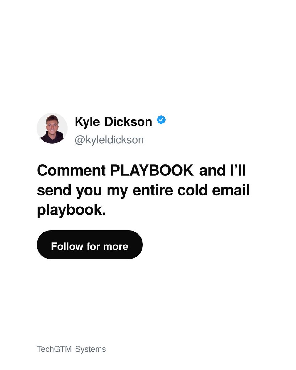 KDicksonDigital's tweet photo. Reply PLAYBOOK and I'll send you my entire cold email playbook. https://t.co/wLuSvETbpT