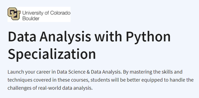 Python Coding on X: "3. Data Analysis with Python Specialization https ...
