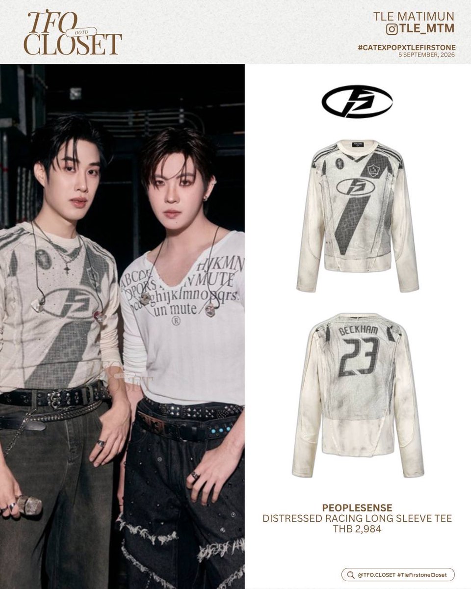 tfocloset's tweet photo. [ #TleFirstoneCloset ] ✨
@TLE_mtm #TLE_mtm

🗓️ 05.09.2026
CMU CAT WITH TFO
#CATEXPOPxTleFirstone

— #Peoplesense
⭐️ Distressed Racing Long Sleeve Tee
THB 2,984

🖇️✩#TleFirstone #เติ้ลเฟิร์สวัน ˚⊹♡ https://t.co/wJnZv8fIVC
