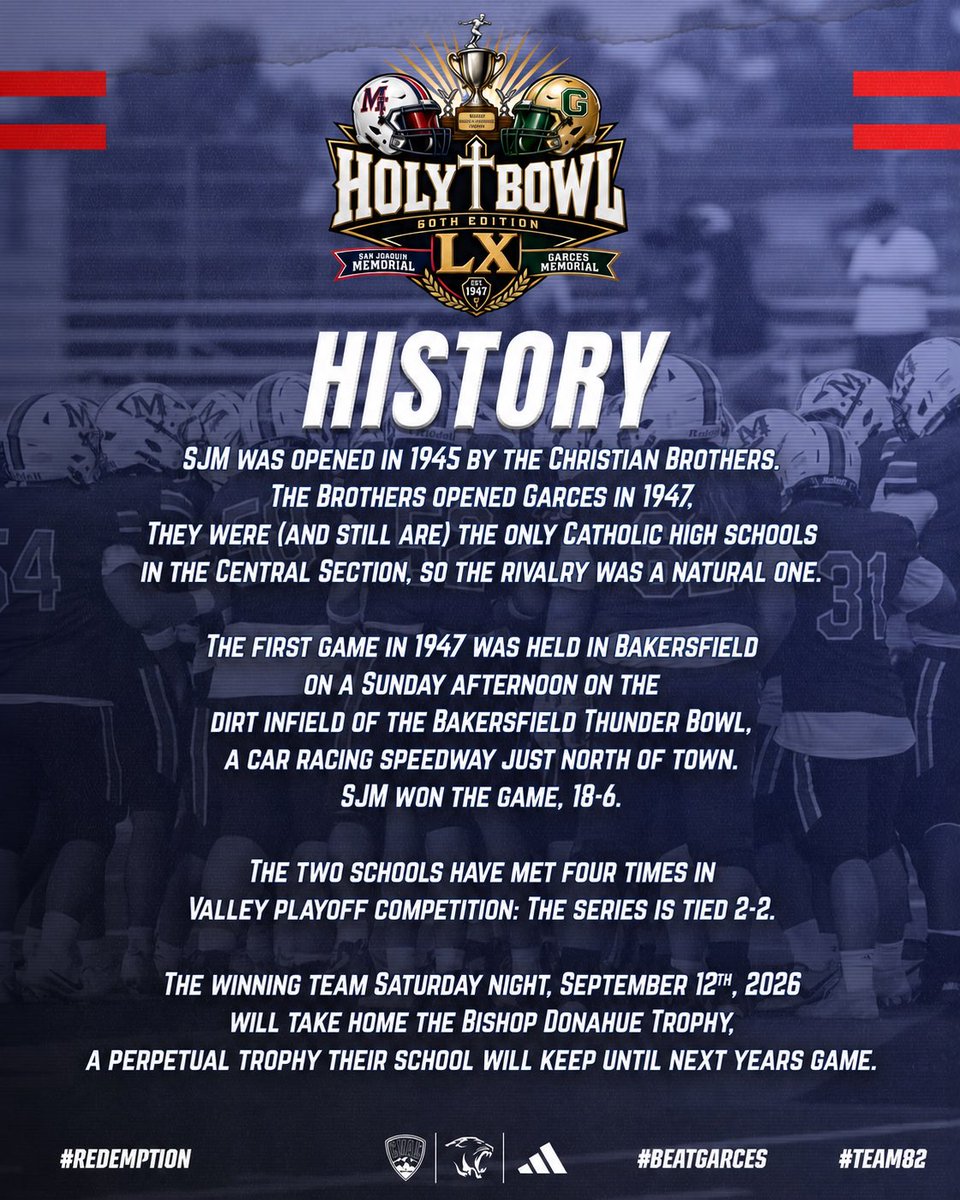 SJMgridiron's tweet photo. A brief history of the Holy Bowl. π
#SJMFootball | #Team82 | #Redemption | #BeatGarces | #HolyBowlLX https://t.co/IlqSDQj6BL