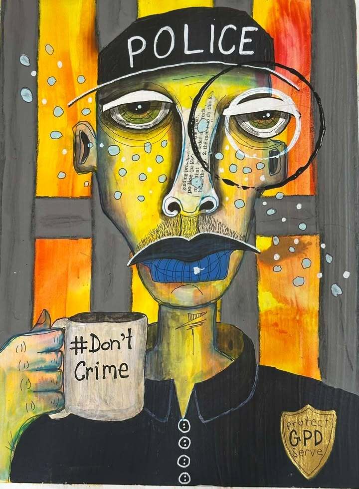 GSO_Police's tweet photo. Y'all are not going to believe this! 

We got a message the other day from a U.S. Navy veteran who said that we were her inspiration for her latest painting!  

We 👏 Love 👏 This 👏 

Also, this TOTALLY needs to go in our lobby. Right???

Thank you, Michelle, for this wonderful art!   
https://t.co/V5aode80Vj