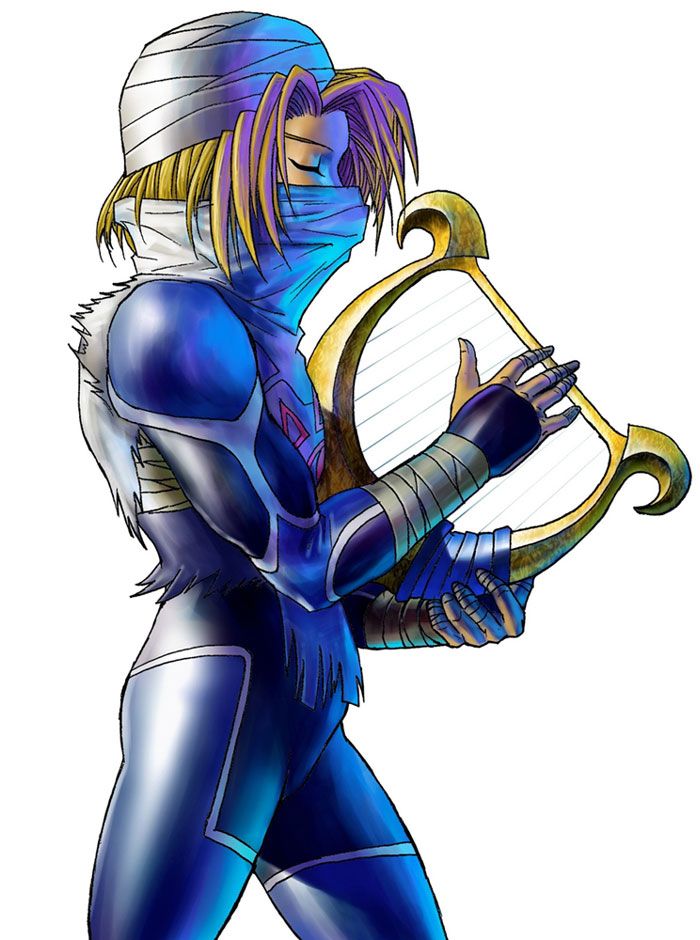 RobinPoedev's tweet photo. Sheiks Redesign is genuinely awful. Fundamentally cowardly and regressive. the heavy face makeup, the long hair, the more feminine figure, id honestly be surprised if they even bother to he/him Shiek at all. 

This is, by a lot, the worst design change in the remake https://t.co/PHJvQYAkN6