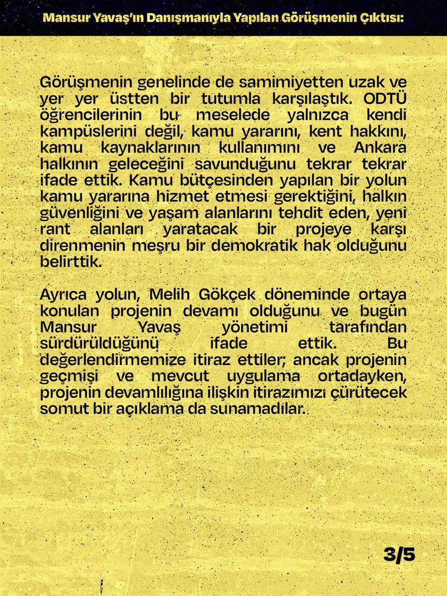 mft_odtu's tweet photo. ODTÜ öğrencileri olarak Mansur Yavaş'ın danışmanıyla yaptığımız görüşmenin sonucunda ABB rant projesine devam etme kararlılığını gösterdi biz de direnişimize devam etme kararlılığını göstereceğiz. 
ODTÜ ranta teslim olmayacak!
#RantYolunaHayır 
1/2 https://t.co/ngptliCdHI