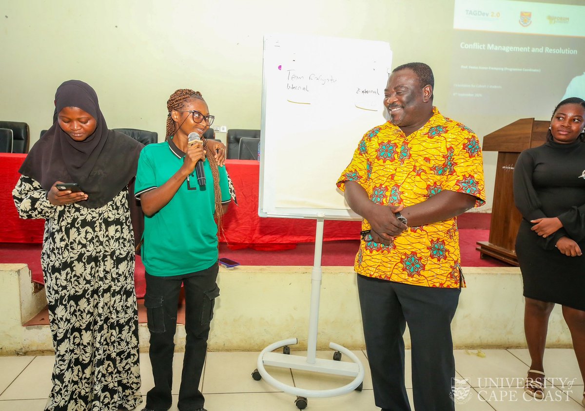 TAGDev_UCC's tweet photo. Day 2 of the TAGDev 2.0 Scholars’ orientation at UCC focused on digital skills and conflict management. Scholars gained hands-on Microsoft Office skills and practical approaches to managing and resolving conflicts, preparing them for academic success and future leadership. https://t.co/fMxOnkk9DR