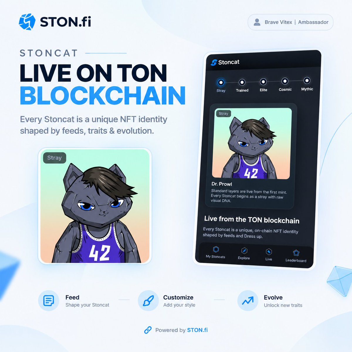 Arcanex16's tweet photo. https://t.co/DEQvMohAQf making NFTs feel different 👀
This isn’t just a profile…
It’s something you build
Mint → Feed → Upgrade → Evolve
Every Stoncat becomes unique over time
Live on TON. Fully on-chain.
#STONfi #TON #NFT #Web3 https://t.co/o9lA93IROv