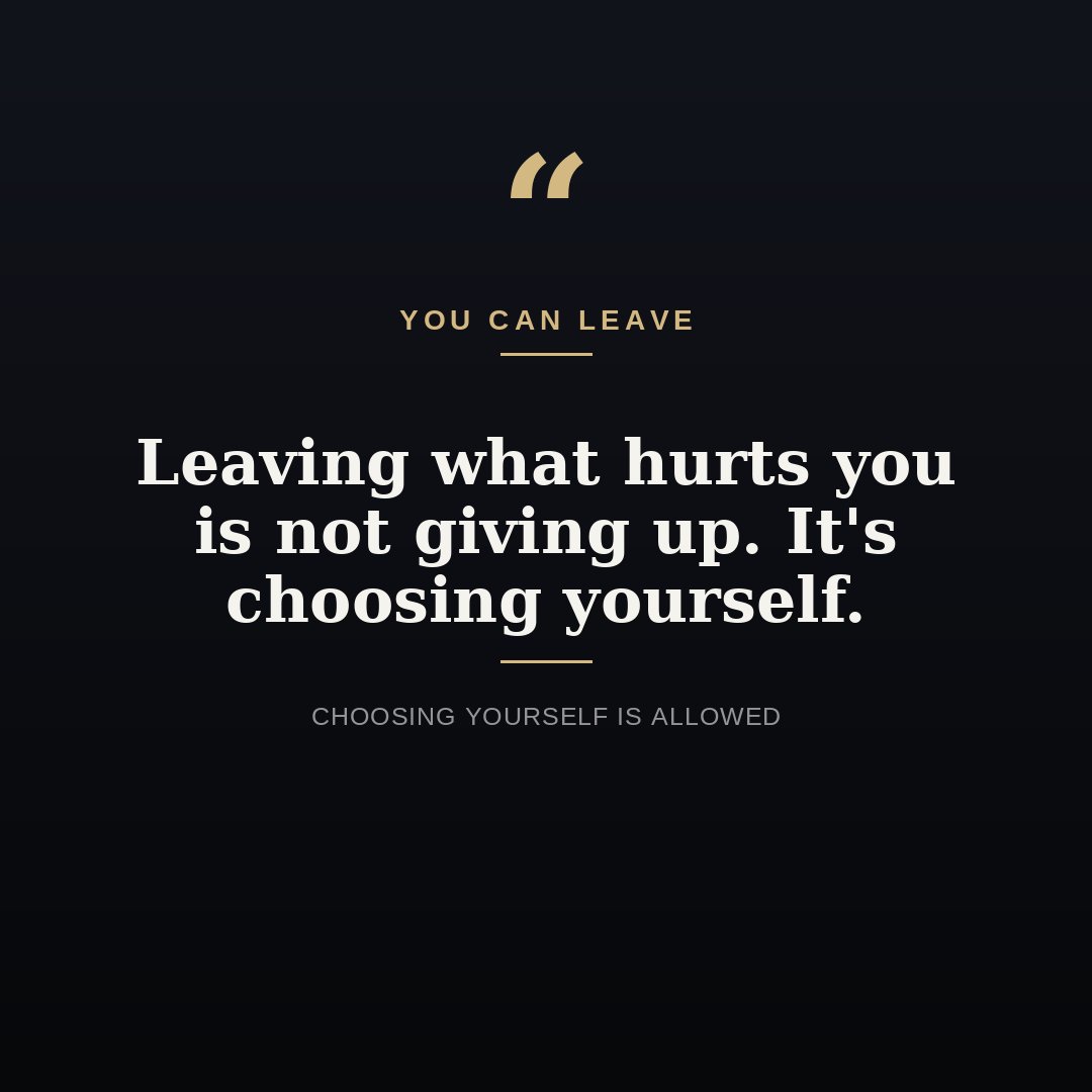 realqueenelly01's tweet photo. Walking away from something painful takes real strength, even when it looks like "quitting" from the outside. You're allowed to protect your own peace, no explanation required. Choosing yourself is never the wrong choice. https://t.co/qdsiRbsRbZ