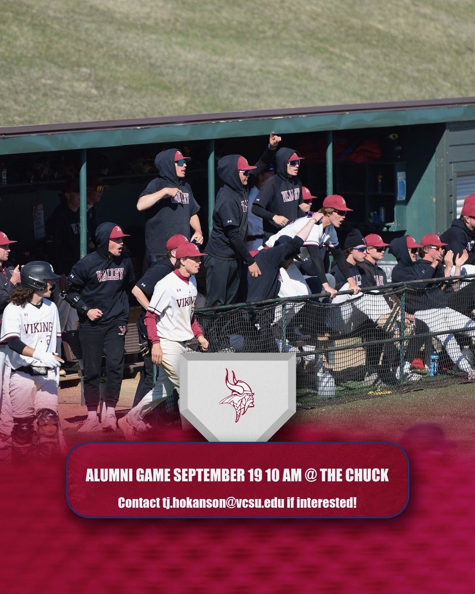 VCSUBaseball's tweet photo. Late notice but we will be hosting an alumni game for homecoming! Spread the word! https://t.co/6DhBWsIcGD