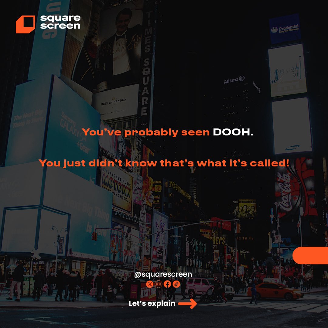 squarescreenio's tweet photo. You’ve seen DOOH before… you probably just didn’t know what it was called. 

Digital Out-of-Home (DOOH) takes advertising beyond the feed and into the real world.
And with Squarescreen, accessing those screens just got easier. 

Your brand. On every screen.

#Squarescreen #DOOH https://t.co/MIA3VmWu06