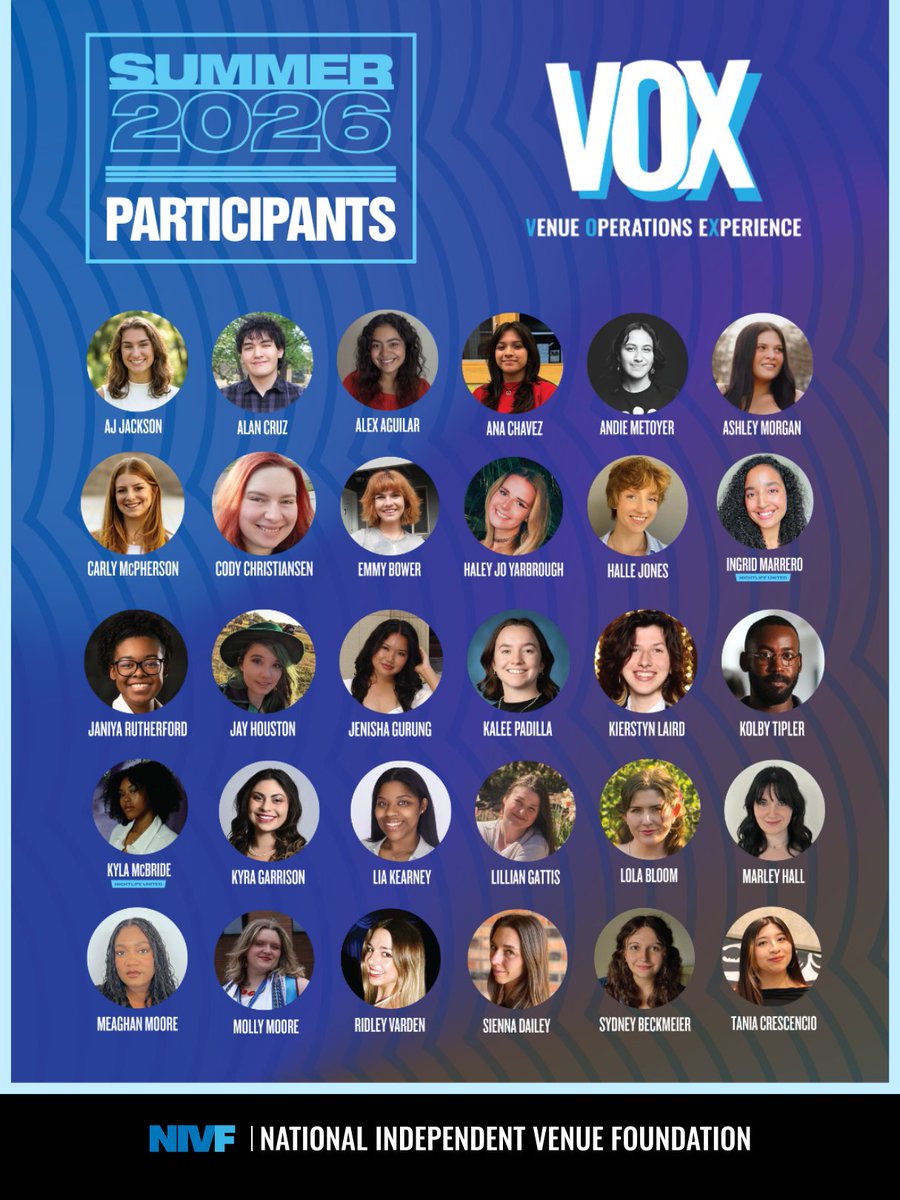 NIVFdotorg's tweet photo. 30 participants. 15 venues. And this is just the beginning. 🎓

We are so proud to celebrate the 30 graduates of our fifth Venue Operations eXperience (VOX) cohort!

Please join us in celebrating the VOX Class of 2026! 👏 #LiveEntertainmentCareers https://t.co/kK6qS5CyiL