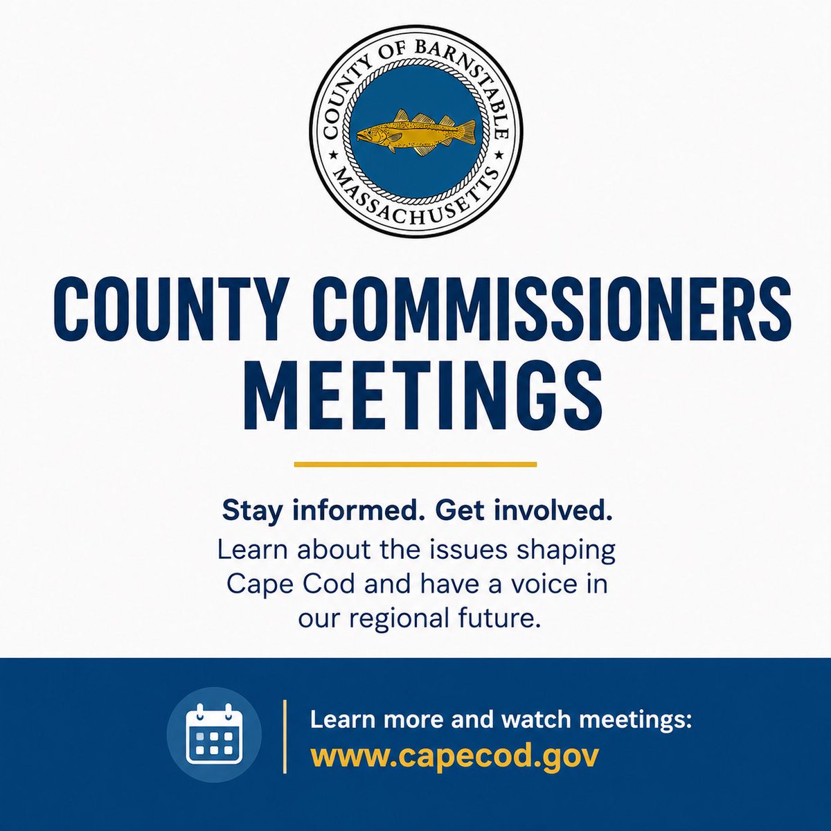 CapeCodGov's tweet photo. Coming up tomorrow: Barnstable County Commissioners meet virtually at 10 AM.

On the agenda: housing/40B reform, dredging, FY26 finances, transportation and regional open space planning.

💻 Attend via Teams or watch live on YouTube: https://t.co/EFQhVxhQhP

#CapeCod https://t.co/fYwvGOsaCy
