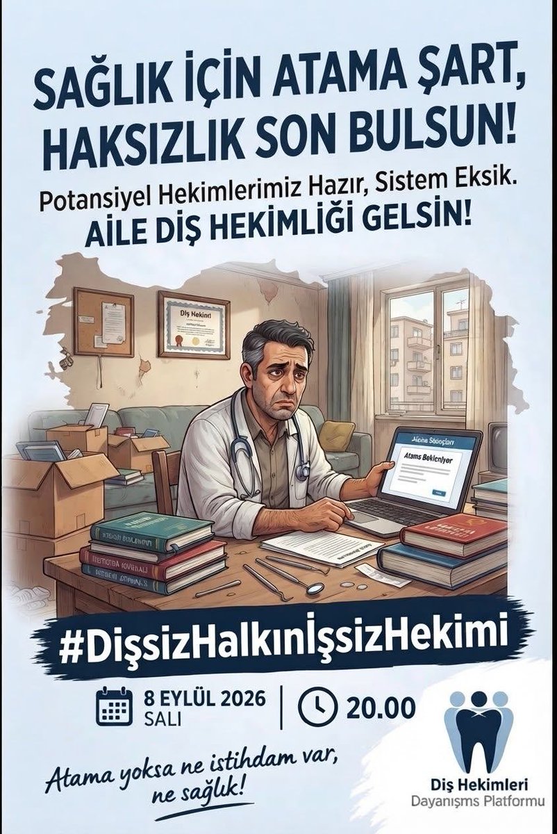 dtdaenerys's tweet photo. Halk diş hekimi bekliyor, diş hekimi iş bekliyor! Bu çelişkiye artık son verin; yüksek kontenjanlı atama yapın!

@RTErdogan @drmemisoglu @saglikbakanligi @sagliklicozum @HMBakanligi

#DişsizHalkınişsizHekimi https://t.co/v3s2x6xxUq
