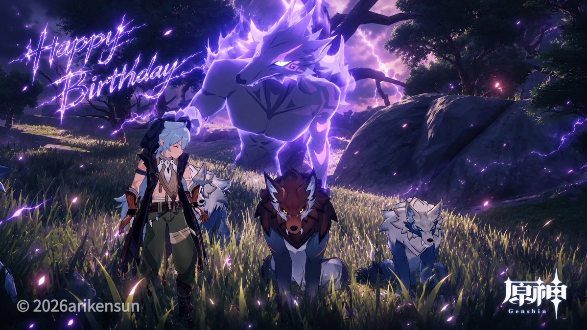 arikensun's tweet photo. レザー、誕生日おめでとう🐺🎂🎉 

#原神 #原神写真部 #GenshinImpact 
#原神_キャラ生誕祭 
#GenshinPhotography
#Razor
#レザー生誕祭2026 https://t.co/Cf79JbkCFG