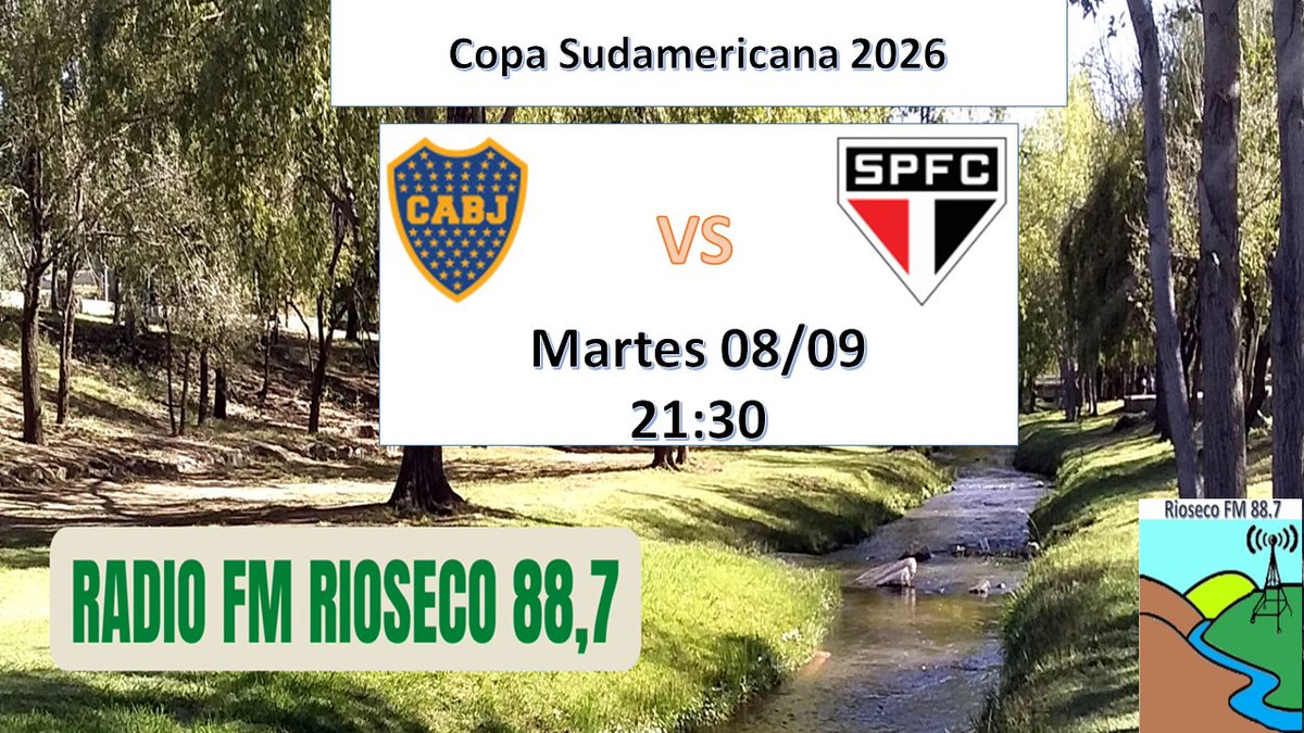RiosecoFM's tweet photo. A partir de las 21:30 transmitiremos      

#BocaJuniors - #SãoPaulo

#CopaSudamericana https://t.co/5EyqIyx4yu