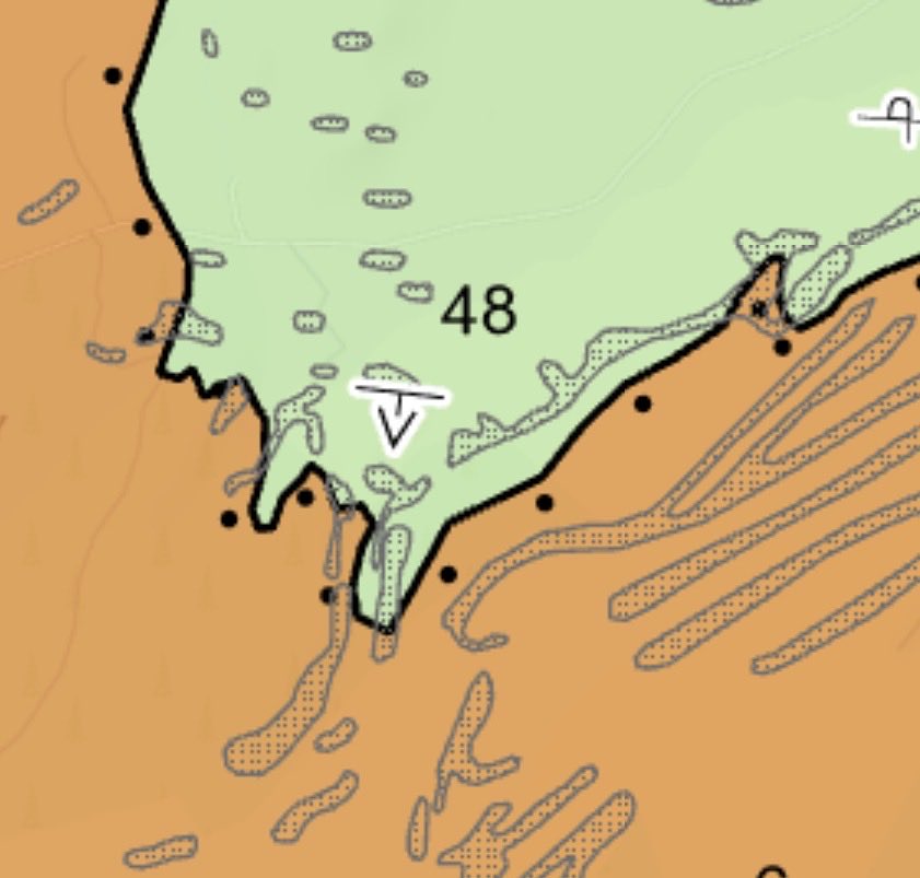 josephwheatley's tweet photo. The black line on the map shows a geological “unconformity” between impermeable red sandstone/siltstones (brown) and the free-draining greywacke areas (green) at lower elevation. Fingers of the latter produce the sheltered refuges for temperate oceanic woodland.3/4 https://t.co/OK9vvR24K5
