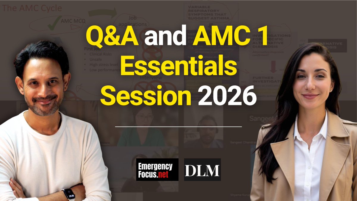 emergencyfocus_'s tweet photo. Join Dr Rizwan and Dr Laura for a FREE Live Q&amp;A and AMC 1 Essentials Session on 26th September at 3PM Sydney Time. Bring your questions and take part in an open conversation about the journey of becoming a doctor in Australia.

Register now: https://t.co/WYqNI5vRWi https://t.co/RNHyLhmEUU