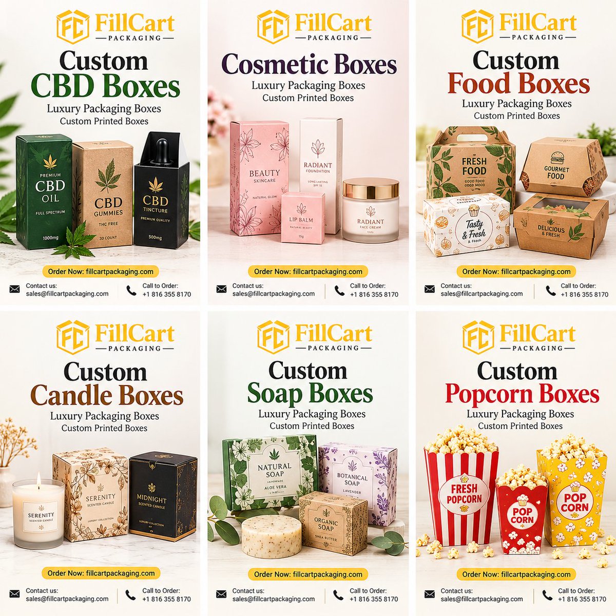 FCPackagingUS's tweet photo. Custom CBD, cosmetic, food, candle, soap & popcorn boxes designed to elevate your brand professionally.
Order now: https://t.co/ZfBr03tf0Q
#PackagingUSA #FillCartPackagingUSA #FillCartPackaging #Packaging #PackagingBox #Printing #PrintingBoxes #PrintingUSA #FillCartPrinting #US https://t.co/QzcxZJbc43