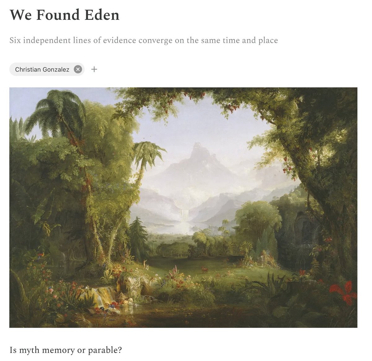 cxgonzalez's tweet photo. We Found Eden is now live https://t.co/dB8BODEFTt