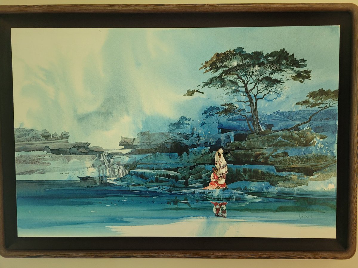 JRufusTFirefly's tweet photo. @ScubaKim13 Michael Atkinson 
Watercolor on wood.  Only one he ever did.
In our dining room https://t.co/QsxPruPTC7