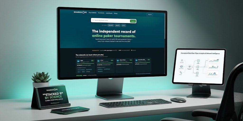 sharkscope's tweet photo. The new SharkScope website is here! Rebuilt from the ground up: faster, mobile-friendly, light/dark themes, plus new features like Your Edge, a Pro dashboard, tournament calendar &amp; PDF reports. Same dat… https://t.co/LnXbawDYhR https://t.co/rpgs83Z2wY