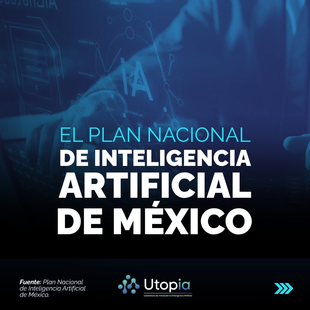 UtopIAlab1's tweet photo. La inteligencia artificial ya está transformando la manera en que los países toman decisiones, desarrollan capacidades y piensan su futuro.

En México, esta conversación comienza a tomar forma con el Plan Nacional de Inteligencia Artificial, un documento que plantea una visión para desarrollar y aprovechar esta tecnología desde el Estado, considerando no solo la innovación, sino también el talento, la infraestructura, los datos y las reglas que permitirán construir capacidades propias.

Más que una estrategia tecnológica, el documento abre una discusión sobre el papel que México quiere asumir en la nueva economía digital.

📄 https://t.co/o4fjiCGKAX

#IALab #InteligenciaArtificial #México #Innovación #Tecnología