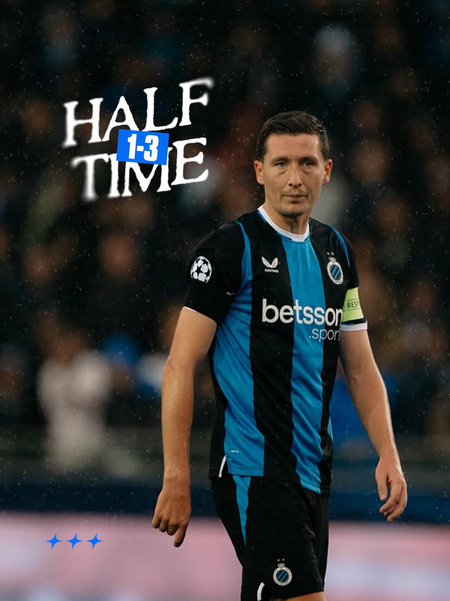 ClubBrugge's tweet photo. Still time to change the script. 🔵⚫️
#CLUAVL #UCL | 1-3 | ⏱️ HT. https://t.co/XWcHX95JVY