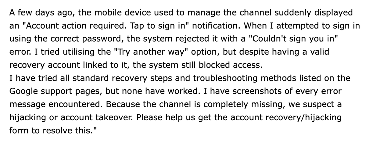 anant_insane's tweet photo. Hi @TeamYouTube 
Our school's YT channel has vanished and the Google account is completely locked out. Standard recovery isn't working. I have attached the full details below. Please help us look into this issue! https://t.co/tJYvazEjZJ