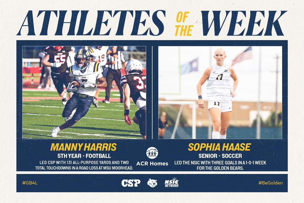 CSPBears's tweet photo. Congrats to Manny and Sophia for being our @acrhomes Athletes of the Week!
#BeGolden #WeAreCSP #GB4L https://t.co/lIOUncvkkM