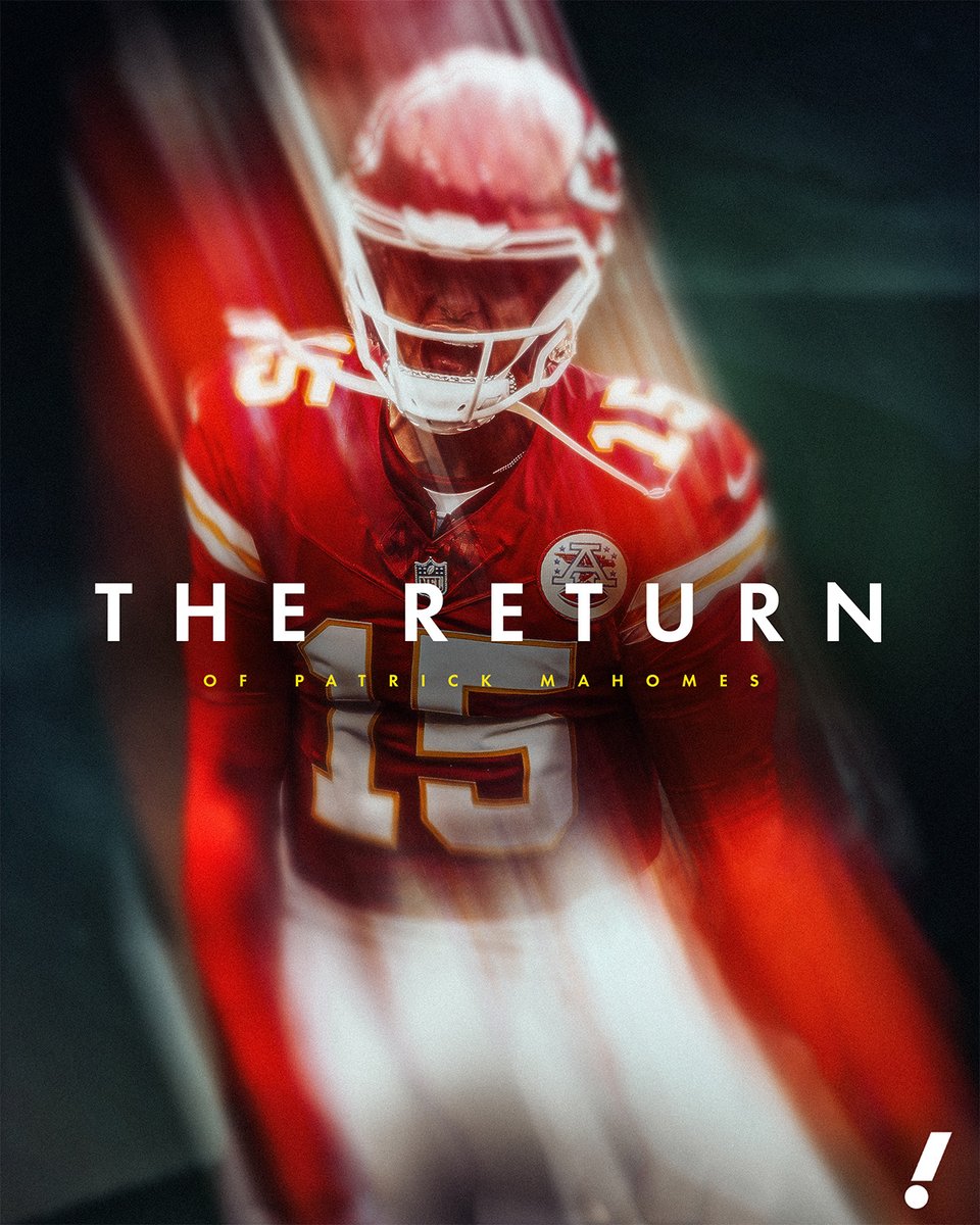 YahooSports's tweet photo. BREAKING: Chiefs QB Patrick Mahomes is expected to start Monday night against the Broncos barring a setback this week, HC Andy Reid announced.

Mahomes is set to return nine months after undergoing ACL surgery. https://t.co/u6c9hR2VlY