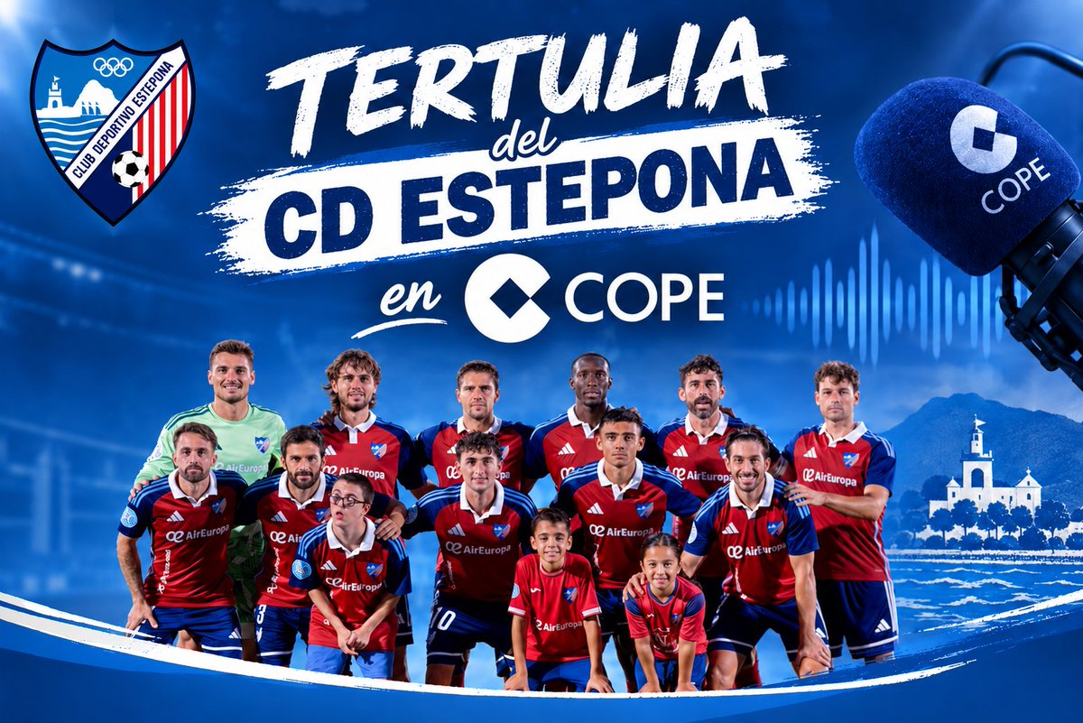 CopeMarbella's tweet photo. 🔴 El @CDEstepona vuelve al Muñoz Pérez con la idea de conseguir la primera victoria ante el Linares 
⚽ Sandji Baradji, MVP de la jornada 
🗣️ @JorgeAragon_13 @pakogil7 y David Montegordo 
🎧 Audio Deportes COPE Marbella 08/09/2026 👇
https://t.co/QCiA53DV3O https://t.co/6odrkgSw9H