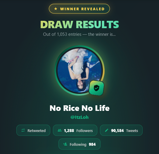 TheChefCS's tweet photo. We have a winner, congrats @ItzLoh 🥳

We didn't hit 1.5k entries so no gloves this time around 💔 https://t.co/spIxSYU5SA