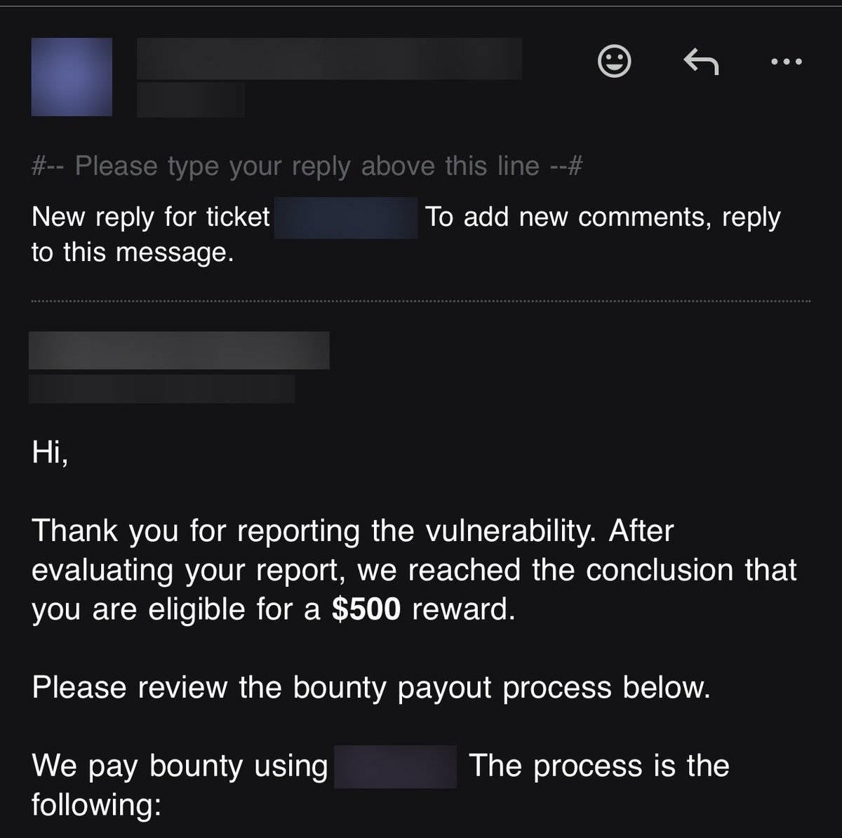 deathleap7's tweet photo. @thedawgyg I found a bug in a self hosted program and got 500$ max payout. I was able to leak the token of a sharepoint and got full admin. https://t.co/GwfajQEWwH