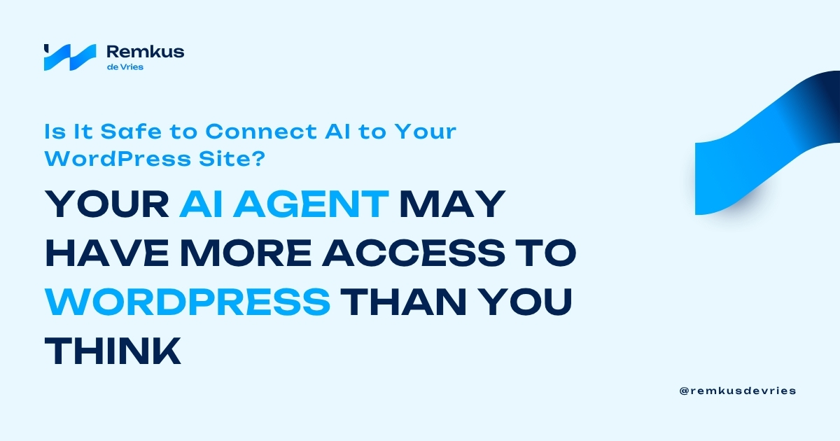 remkusdevries's tweet photo. Connecting AI to WordPress is easy. The permission model is where the risk starts.

Can it create drafts, publish posts, install plugins, or run PHP? All four can sit behind the same MCP URL.

These are the questions to answer before production: https://t.co/UKzZfaAwvn https://t.co/veRnBdaYlK