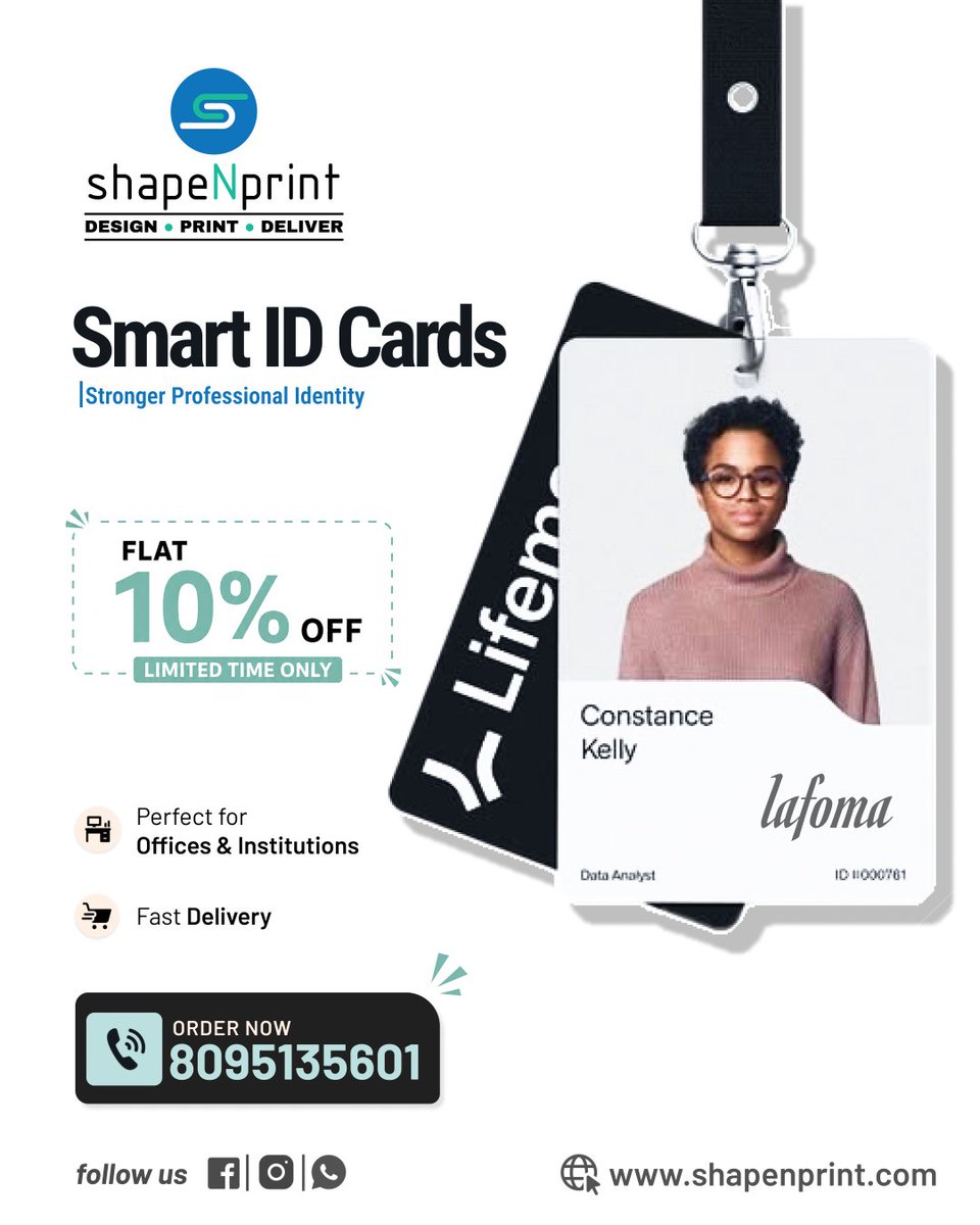 shapeNprint's tweet photo. Your identity deserves a professional look! β¨
Get premium-quality Smart ID Cards customized for your office, business, school, college, or institution.
π 8095135601 | π https://t.co/WKiExICk32
#SmartIDCards #IDCardPrintingBangalore #CustomIDCards #BangalorePrinting https://t.co/DK9y5U4St3