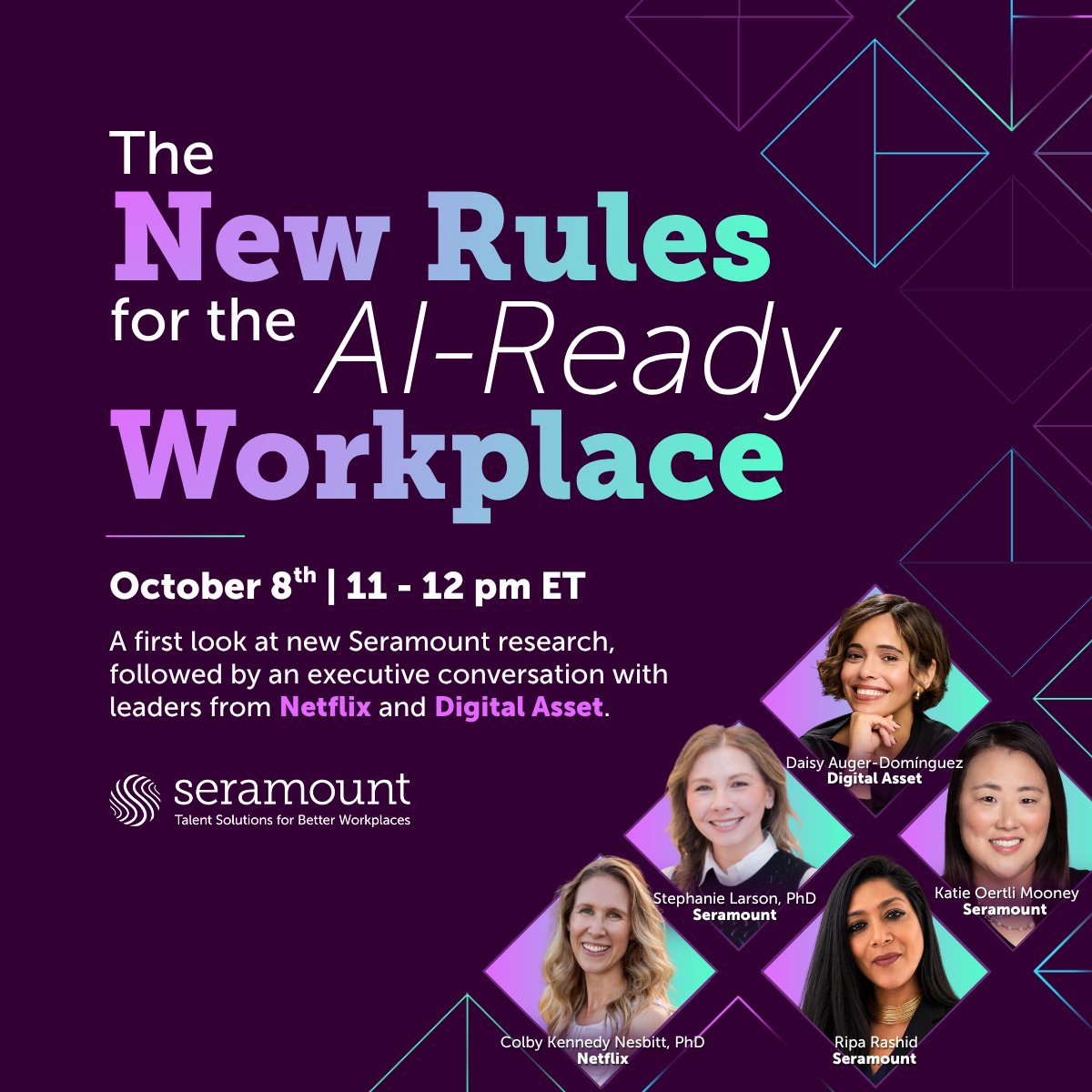 Seramount's tweet photo. Join us on October 8 as we unveil new #Seramount research on the human systems that help AI succeed, based on market insights and interviews with industry experts.
Register to join the conversation: https://t.co/RwYEVQIJuS https://t.co/aq7ODiT0Ea