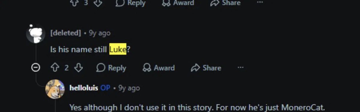 imblankface's tweet photo. dev deleted post, but insane lore; made by @helloluis who is key contributor to XMR
the cats name is luke (proof on reddit)

https://t.co/qPDDg4xjO4

episodes to monero cat are here

https://t.co/435gUMpSAU

ca

CjMCNtoHVnzxNtztKyoiTyaYVnwcpkmN9CyRDr2r6jPE https://t.co/c6zSwnWPRv