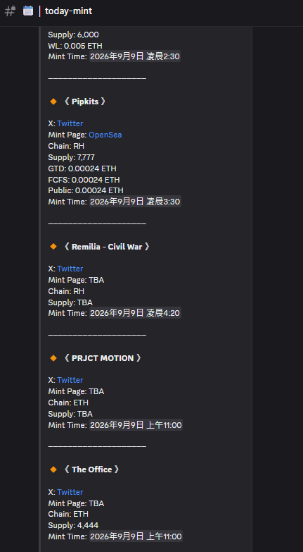 egyptk6's tweet photo. Yesterday I finally finished building a Mint Calendar Bot for our community.

Honestly, it’s pretty hard to catch 100% of all the projects minting each day 😂 So for now, the bot will just try its best to catch as much mint info as possible.

If you guys have any good ideas on how we can catch more mint info, or know any good sources we should be tracking, let me know~  

Also, the @TheUnderdogsHK  TG Channel has been growing a lot lately, and sometimes @0xdebbie drops some urgent Alpha only on TG.

So today I decided to build another bot 

Now our Discord Giveaways + DC Debbie’s Alpha can be sent directly to the Underdogs TG Channel

Hopefully this makes things easier and no one misses the important stuff 

Anyway, Welcome to Underdogs 🐶❤️Hope you guys enjoy it here! 🫶
