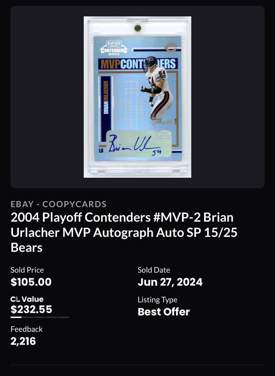 GKSportCards's tweet photo. Brian Urlacher Contenders Auto /25 BGS 9

$200 Shipped obo

Old Contenders 😮‍💨

Only Sale From 2024 Attached https://t.co/6erGy04CVR