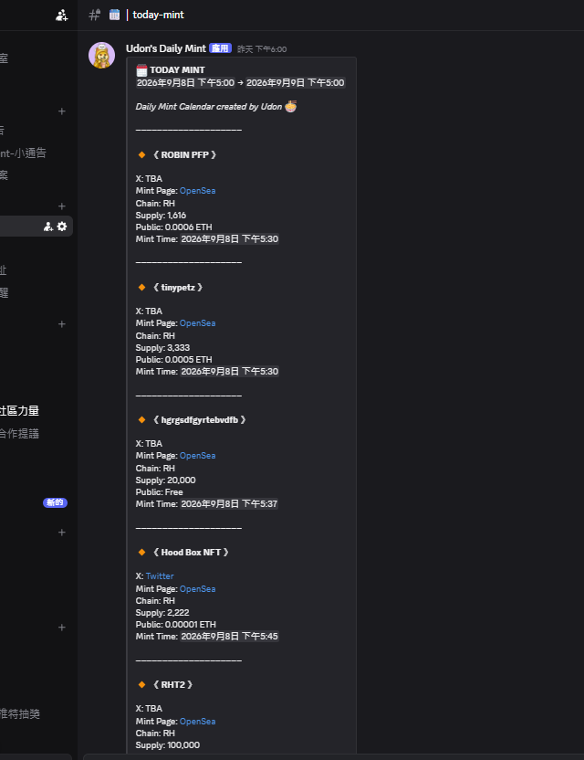 egyptk6's tweet photo. Yesterday I finally finished building a Mint Calendar Bot for our community.

Honestly, it’s pretty hard to catch 100% of all the projects minting each day 😂 So for now, the bot will just try its best to catch as much mint info as possible.

If you guys have any good ideas on how we can catch more mint info, or know any good sources we should be tracking, let me know~  

Also, the @TheUnderdogsHK  TG Channel has been growing a lot lately, and sometimes @0xdebbie drops some urgent Alpha only on TG.

So today I decided to build another bot 

Now our Discord Giveaways + DC Debbie’s Alpha can be sent directly to the Underdogs TG Channel

Hopefully this makes things easier and no one misses the important stuff 

Anyway, Welcome to Underdogs 🐶❤️Hope you guys enjoy it here! 🫶