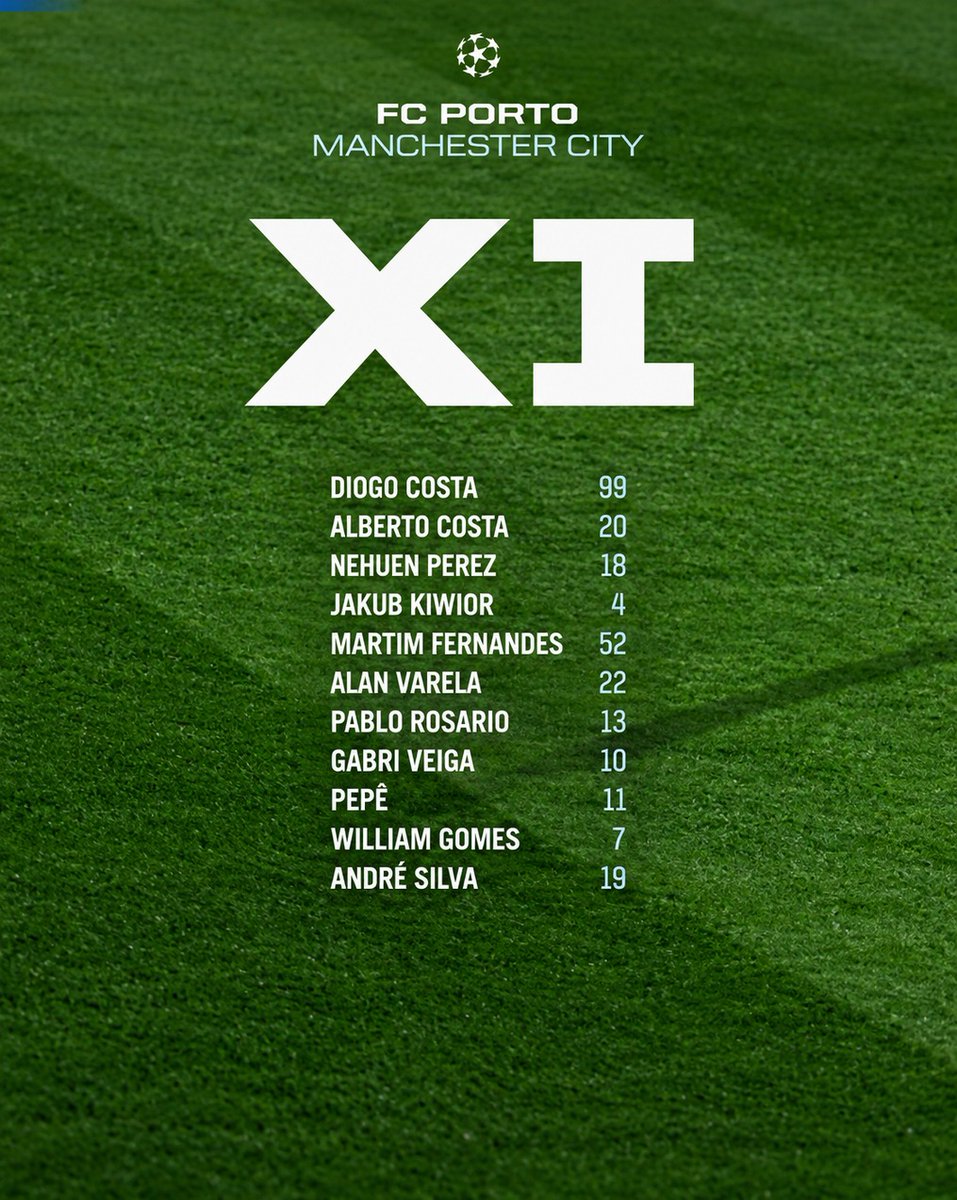 Francois_Ocon's tweet photo. 🇪🇺 Champions League, Matchday 1

STARTING LINEUPS 1️⃣1️⃣

🇵🇹 Porto 🆚 Manchester City 🏴2:00 MSK ⌚️ https://t.co/zbZ3Wdjl8J