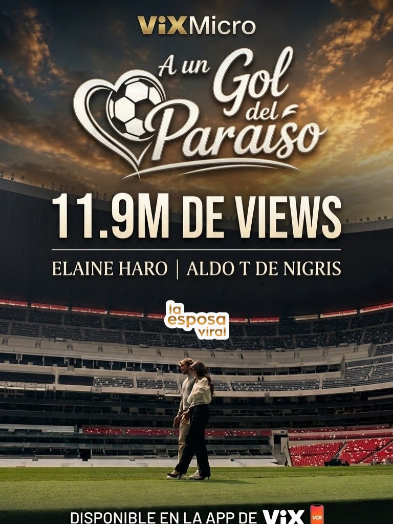 EsposaViral's tweet photo. Seguimos sumando vistas y estamos muy cerca de los 12 Millones de vistas en #AUnGolDelParaiso la #VixMicro que protagoniza @ElaineHaroMusic y @aldotdenigris ✨
Disponible en la app de @VIX 🧡 https://t.co/rKP3nmr5Es