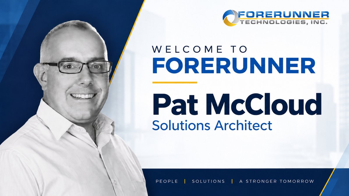 ForerunnerTS's tweet photo. Excited to welcome Pat McCloud to the Forerunner Technologies team as our newest Solutions Architect. Welcome to Forerunner, Pat!

#ForerunnerTechnologies #TeamForerunner #WelcomeToTheTeam https://t.co/xPVgnndsuI