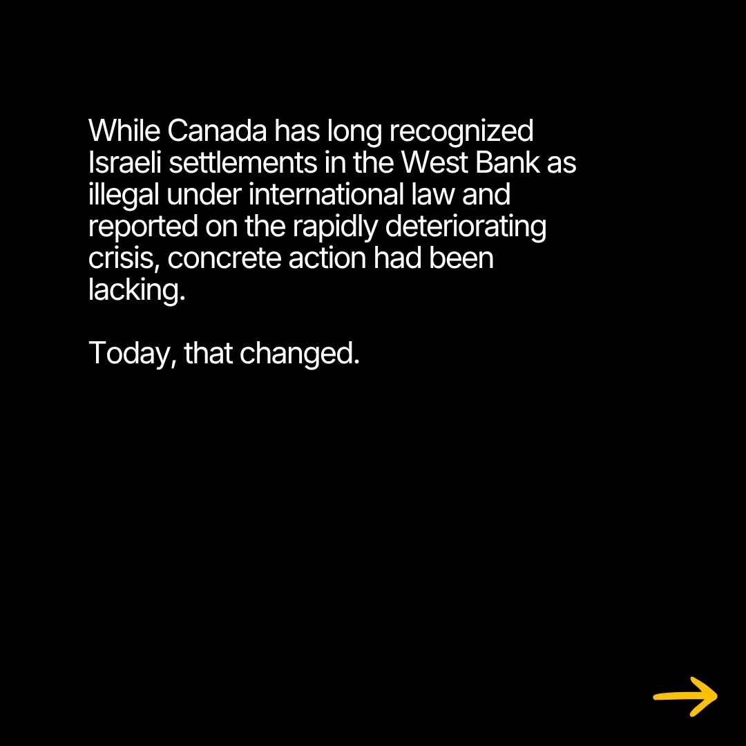 justiceforallcn's tweet photo. 🔥#JusticeUpdate— Canada Announces Ban on Settlement Trade

Justice For All Canada welcomes Canada’s national commitment to ban trade in illegal settlement goods, following the actions of Ireland, Spain, the Netherlands, Norway, and Belgium. SHARE THIS🔄 https://t.co/LonB8YKLxE