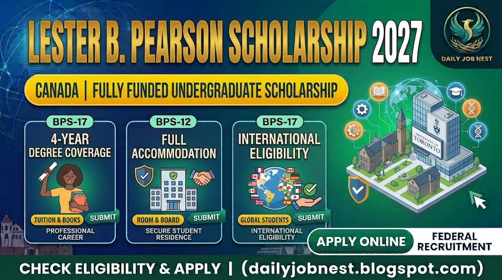 DailyJobNest's tweet photo. 🎓🇨🇦 Lester B. Pearson Scholarship 2027

Fully funded undergraduate opportunity at the University of Toronto.

💰 Tuition + books + fees + residence support
📅 September 2027 intake
⏰ Deadline: Nov 6, 2026

https://t.co/M3gaJjEFVH

#scholarship https://t.co/pwbKImmKm9