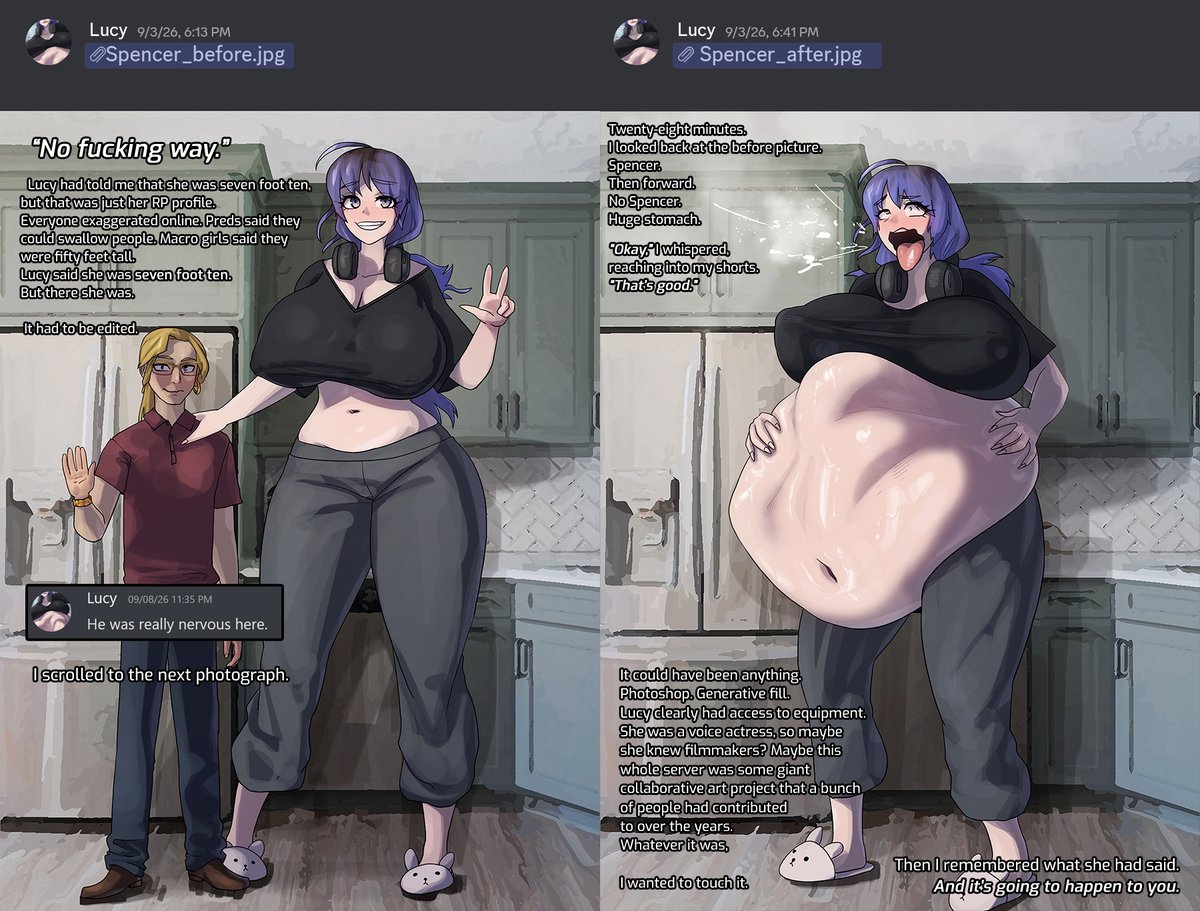 SeekGr's tweet photo. [A Role to Play] is available now!
https://t.co/ZOZAZLoskv

She's good at photoshop, yeah. Totally fake
---

A Role to Play is a spicy thriller about the lengths some people will go to just to feel wanted. Contains both a disposal and a non-disposal version.

Tags: Casual Pred, Female Pred, Male Prey, Female Prey, Oral Vore, Anal Vore, Digestion, Digestion Noises, Burping, Willing Prey, Willing to Unwilling Prey, Sex, Masturbation, Disposal, Implied Disposal, Scat, and Trophy Collecting.

Story @brazzelwriter 
Art myself
Edited LunarVulp