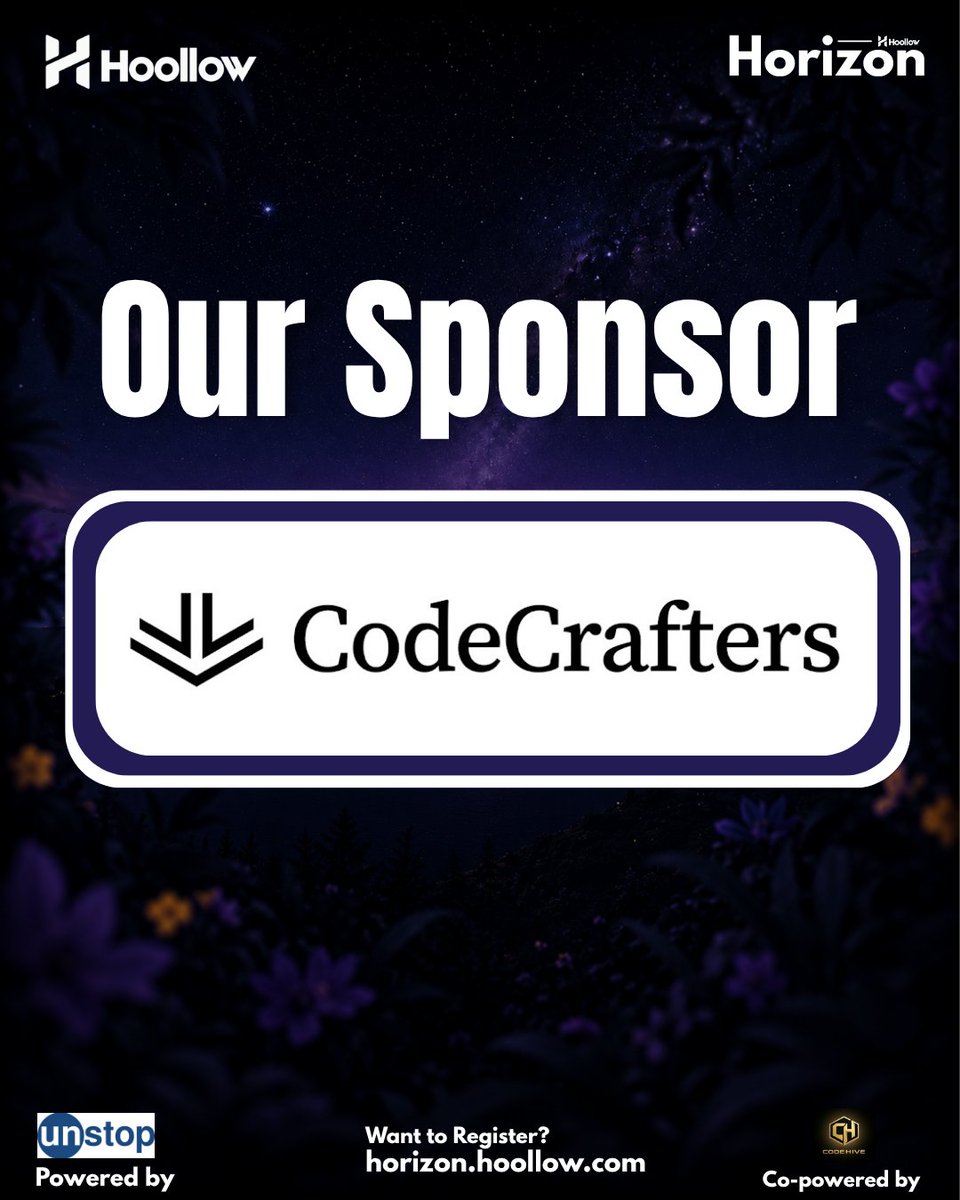 hoollow_co's tweet photo. INTRODUCING OUR SPONSORS/PARRNERS

Horizon is also proudly sponsored by @abhibusIN and @codecraftersio 

Thank you for giving a chance to the next generation of builders and founders. 

People are building already, head over to https://t.co/fEmszpN24Y to check out the timeline. https://t.co/D7QLBjFAmw