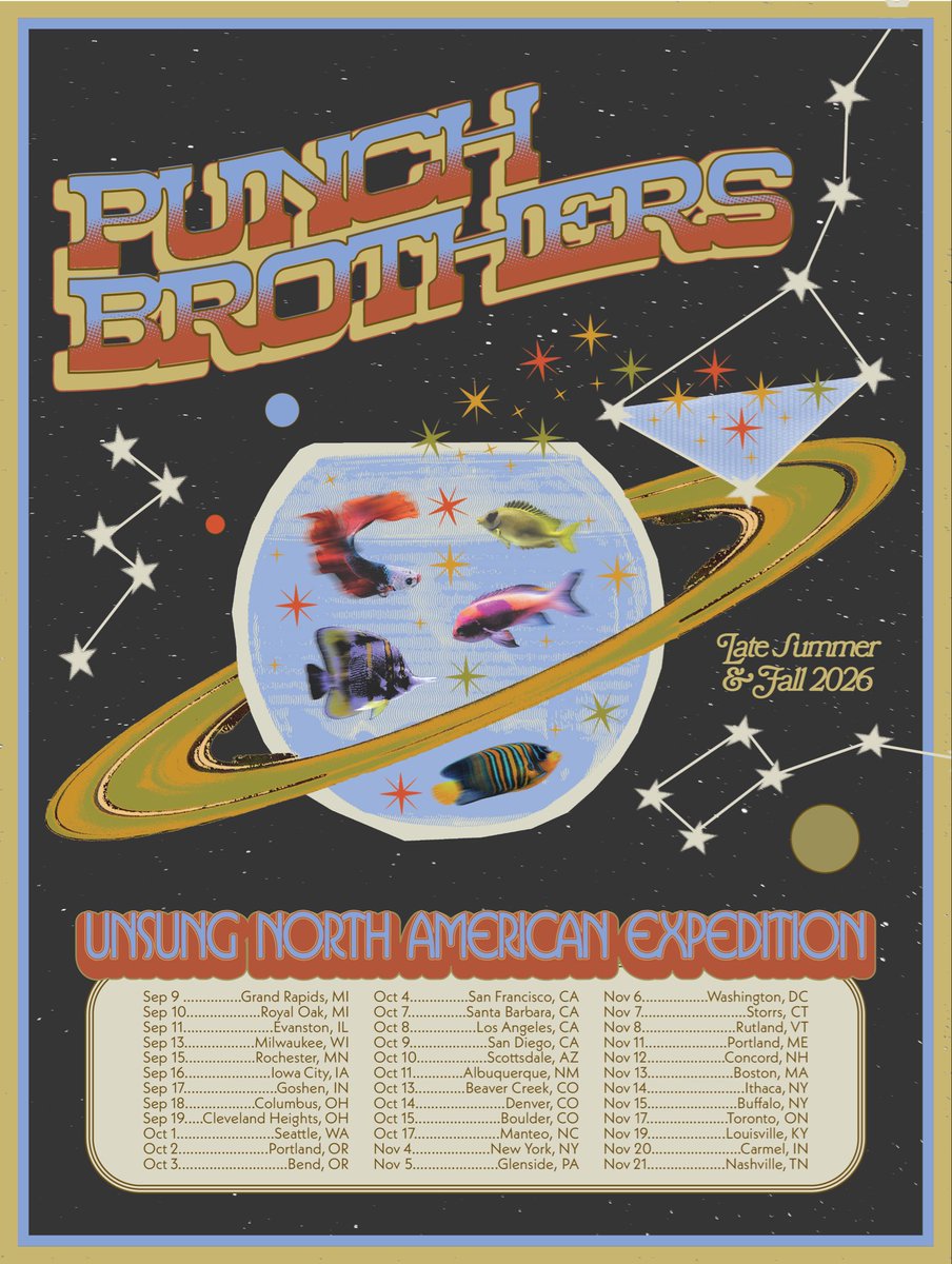 punchbrothers's tweet photo. The next leg of The Unsung Expedition begins tomorrow in the great state of Michigan.

See all details on upcoming shows at https://t.co/Rc7bj7xTAZ. 
🎨: Sarah Dean Morales https://t.co/NoezHwm7VV
