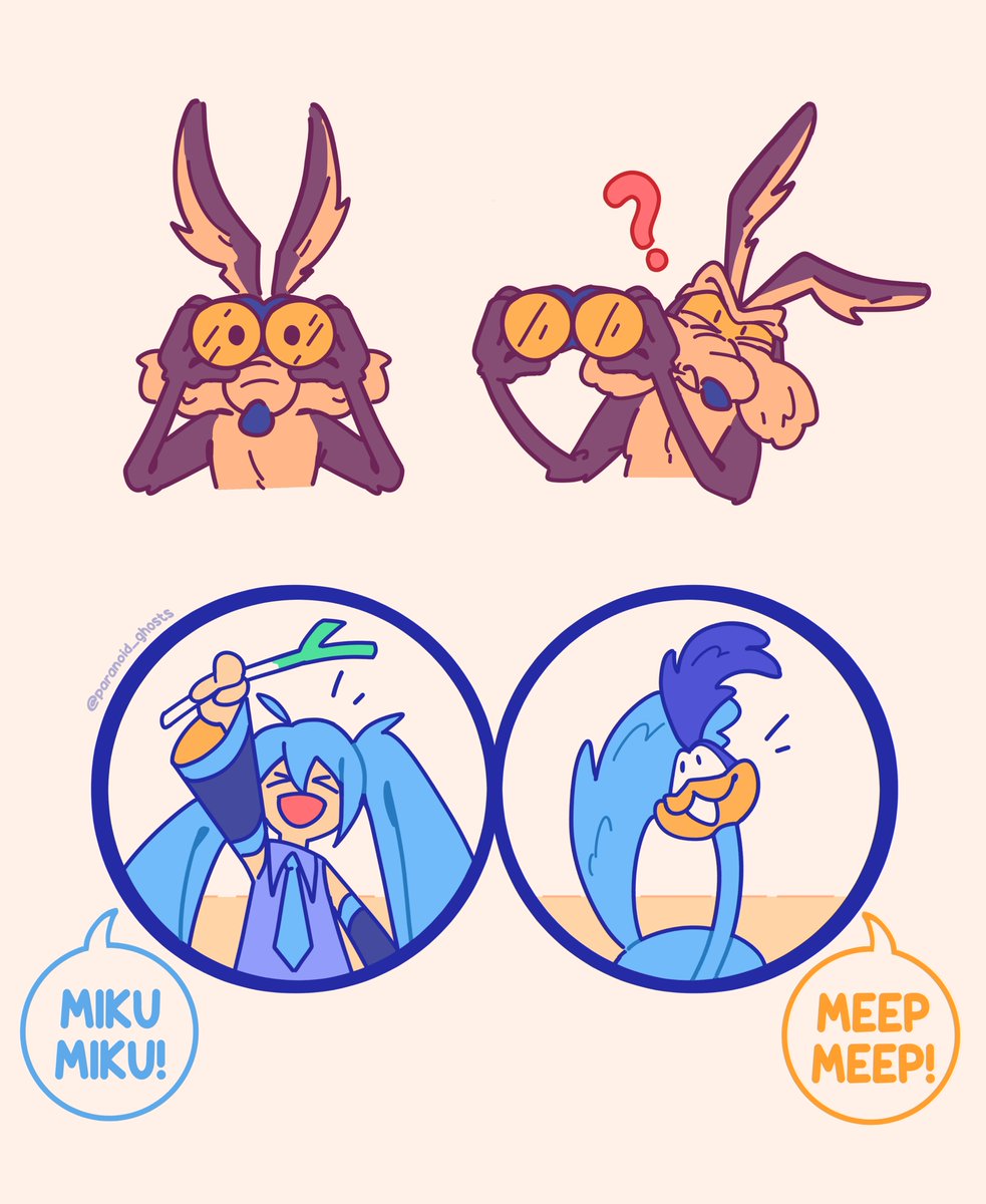 paranoid_ghosts's tweet photo. #coyotevsacme something about roadrunner and miku both being blue and very cutieful https://t.co/vujvAViowj